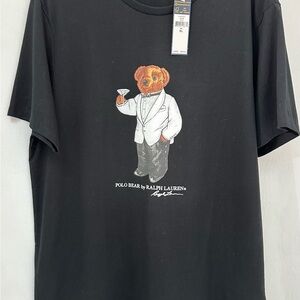 New Ralph Lauren Black T-Shirt with Polo Bear XL Unisex